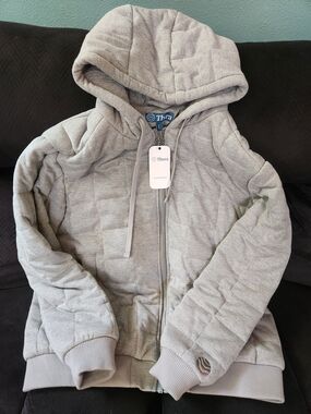 Thera Weighted Quilted Hooded Zip Jacket - Light Gray (10lbs)